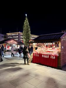 Shops at the Christmas market in Trondheim